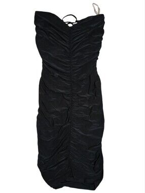 Sabora Black Strapless Ruched Bodycon Dress